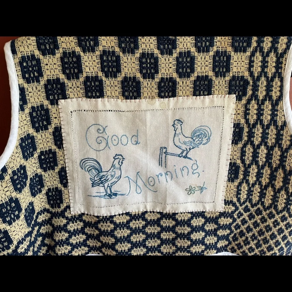 Farewell Frances vintage wool overshot coverlet Vest - Picture 2 of 3